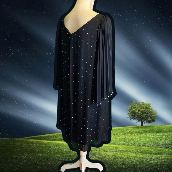 Marc Jacobs RARE Black 100% Silk Rhinestone Crystal Studded Shift Dress Size 12 - Picture 9 of 14